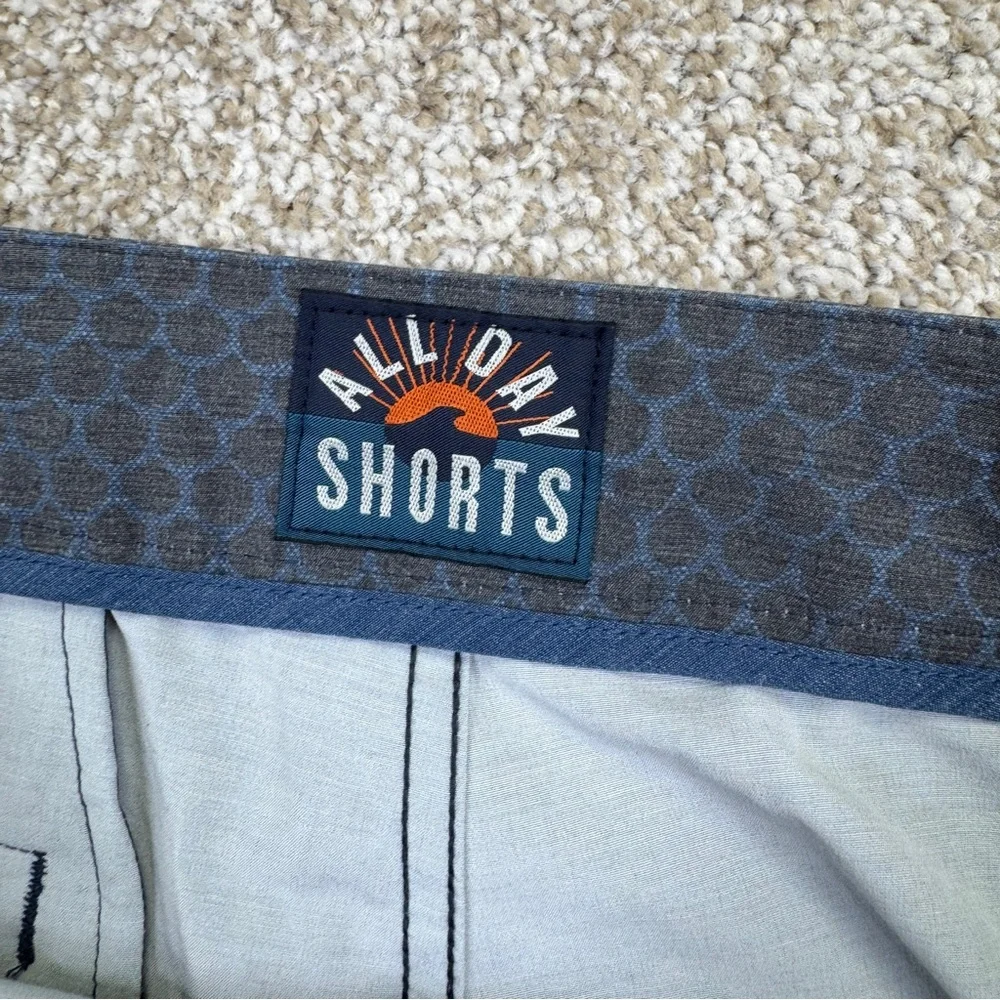 Faherty Athletic Shorts Blue and Gray Mens Size 32